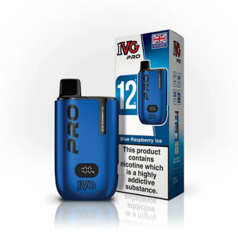 IVG Pro 12 Starter Vape Kit UK, with Blue colour and having Blue Raspberry Ice Flavours.