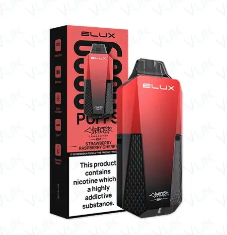 Elux Cyberover 6000 puffs disposable vape UK, having Strawberry Raspberry Cherry Flavour.