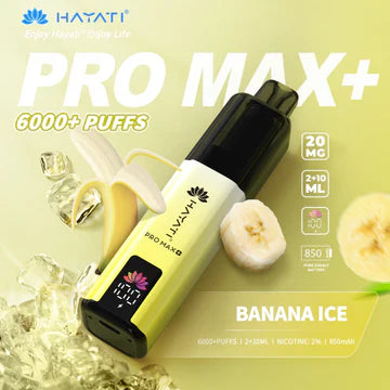 Hayati  Pro Max+ 6000 Puffs Vape Kit UK, with Yellow Colour and having Banana Ice flavour.