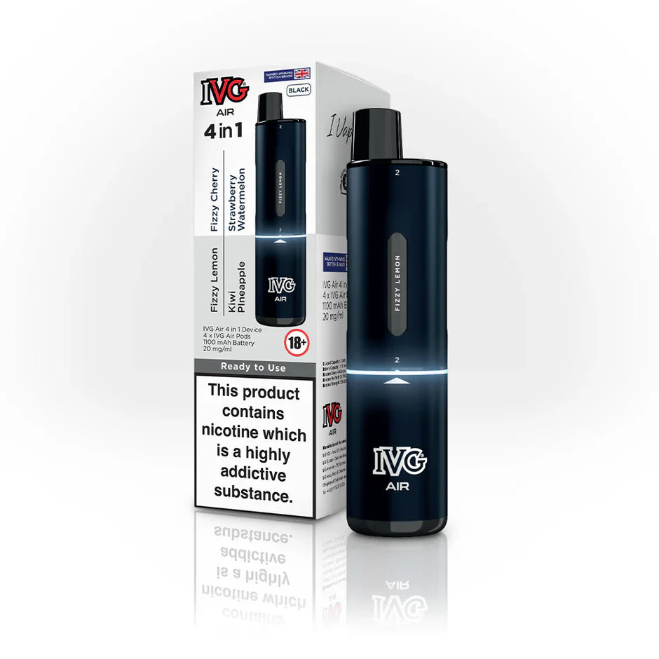 IVG Air 2400 Disposable Vape | 4 IN 1 Flavours UK, with Black Colour and Having Black Edition Flavours.