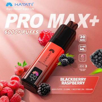 Hayati  Pro Max+ 6000 Puffs Vape Kit UK, with Red Colour and having Blackberry Raspberrry flavour.