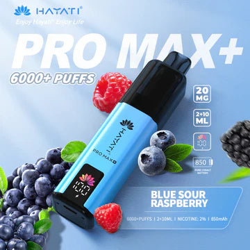 Hayati  Pro Max+ 6000 Puffs Vape Kit UK, with Blue Colour and having Blue Sour Raspberry flavour.
