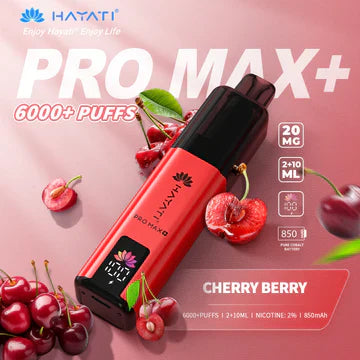 Hayati  Pro Max+ 6000 Puffs Vape Kit UK, with Red Colour and having Cherry Berry flavour.