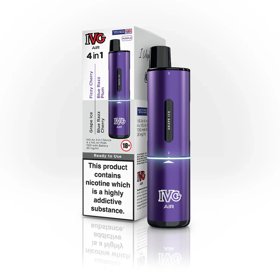 IVG Air 2400 Disposable Vape | 4 IN 1 Flavours UK, with Purple Colour and Having Purple Edition Flavours.
