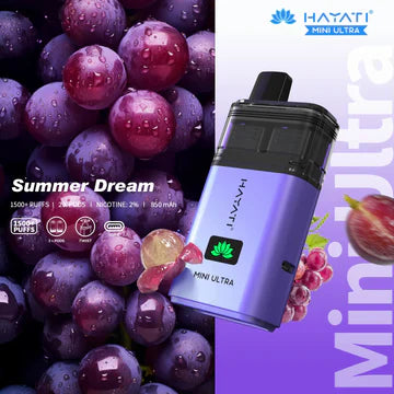 Hayati Mini Ultra 1500 Puffs Disposable Vape UK, with Purple Colour and having Summer Dream Flavour.