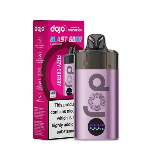 Vaporesso Dojo Blast 6000 puffs disposable vape UK , with Fizzy Cherry Flavour.